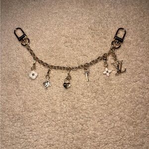 Gold Louis Vuitton Bag Charm Bracelet with Key and Heart Bag Pendants